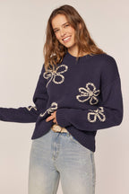 Flower Stitching Embroidered Detail Sweater