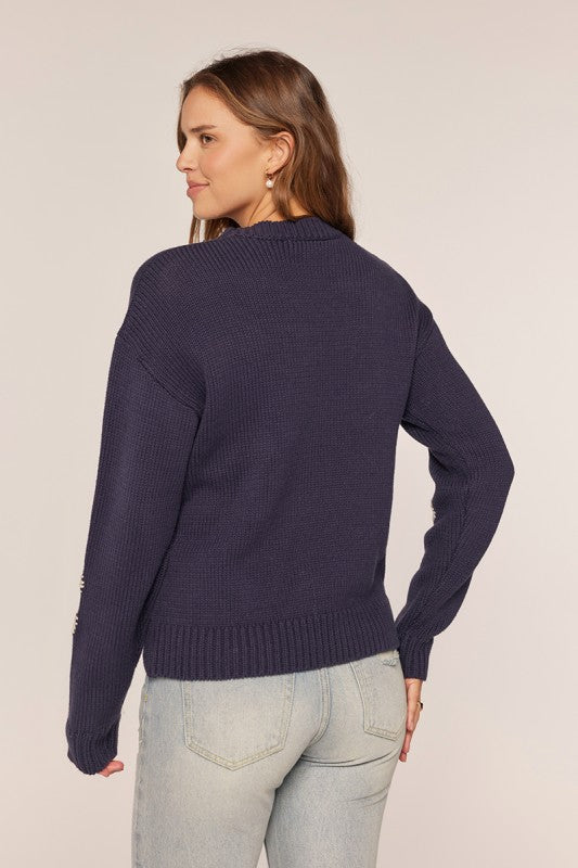 Flower Stitching Embroidered Detail Sweater