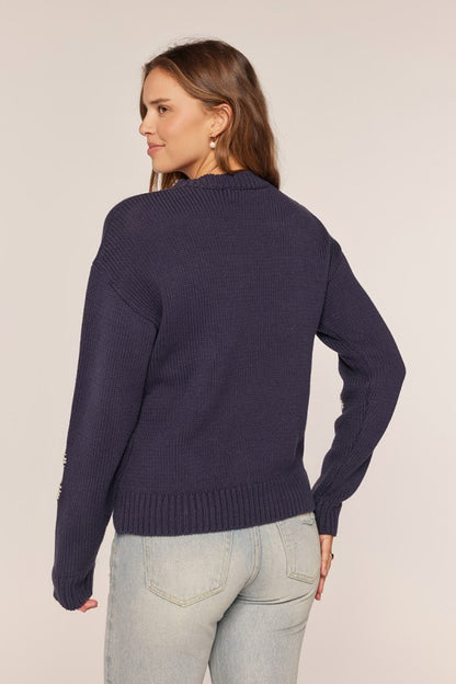 Flower Stitching Embroidered Detail Sweater