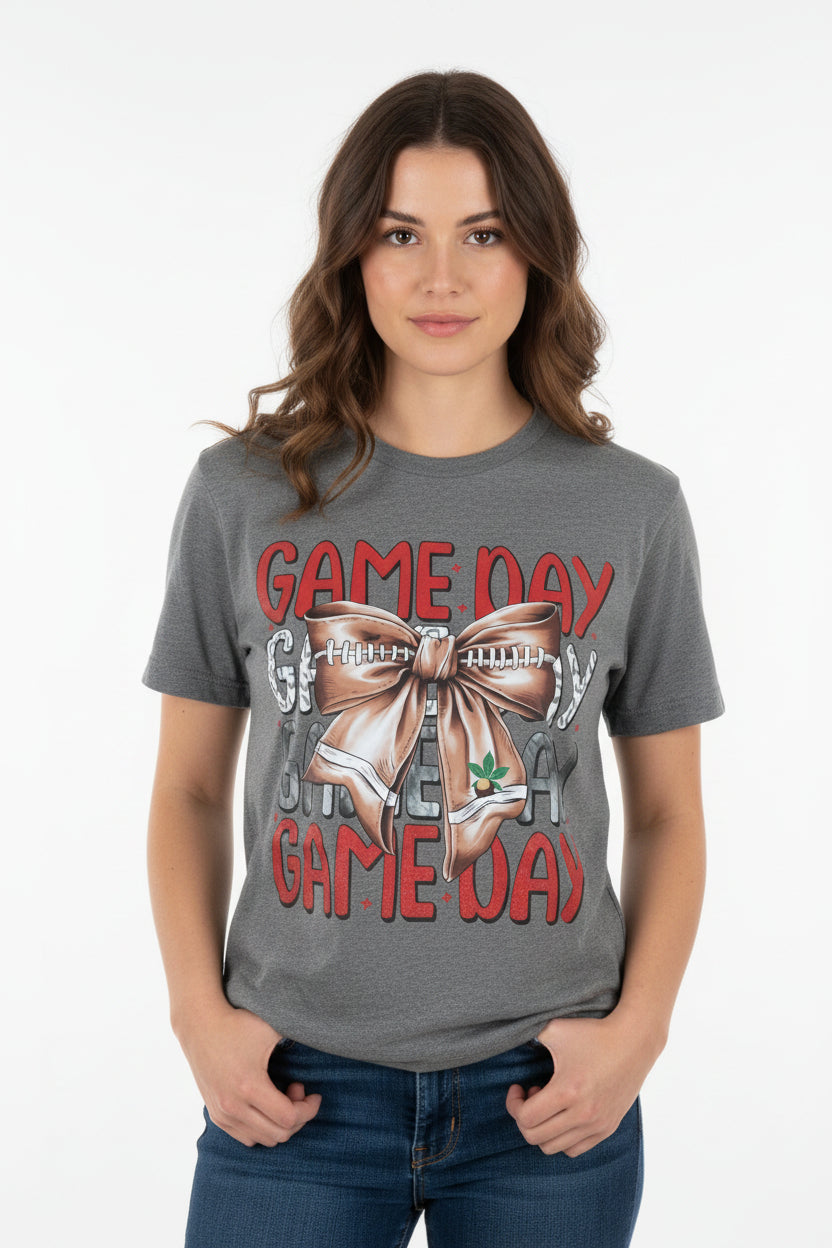 Game Day Football Bow T-Shirt