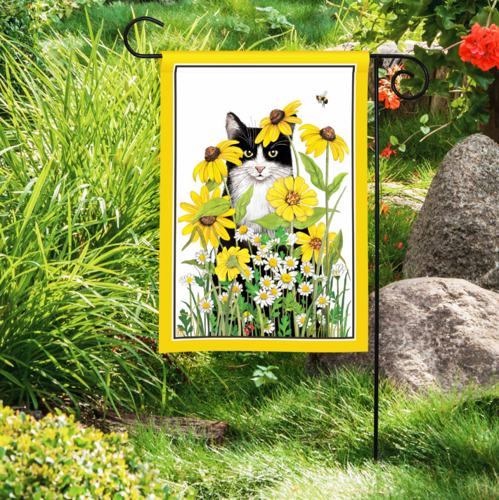 Garden Flower Cat Garden Flag