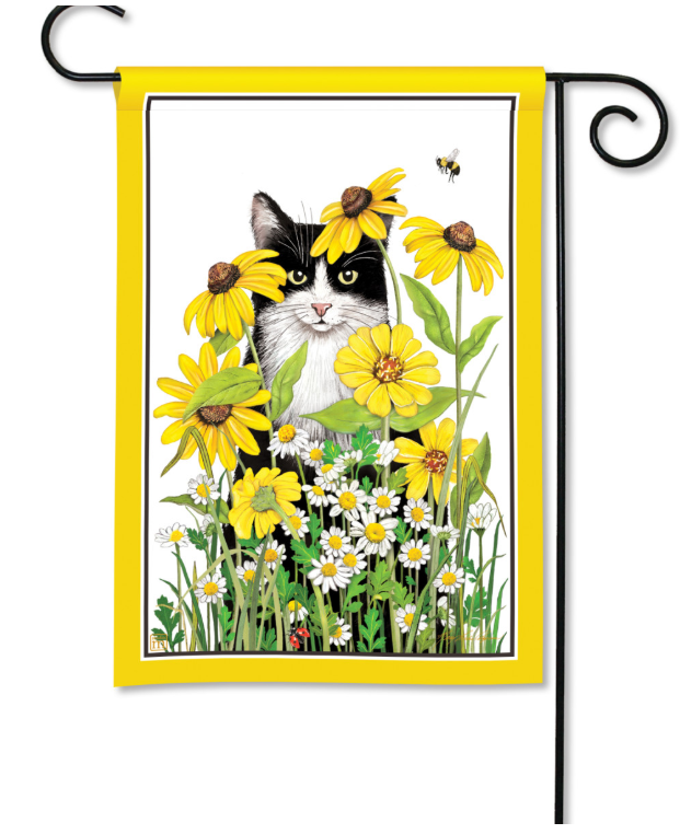 Garden Flower Cat Garden Flag