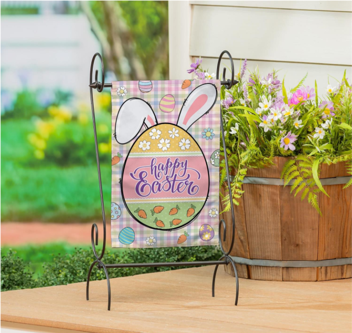 Gingham Easter Burlap Flag
