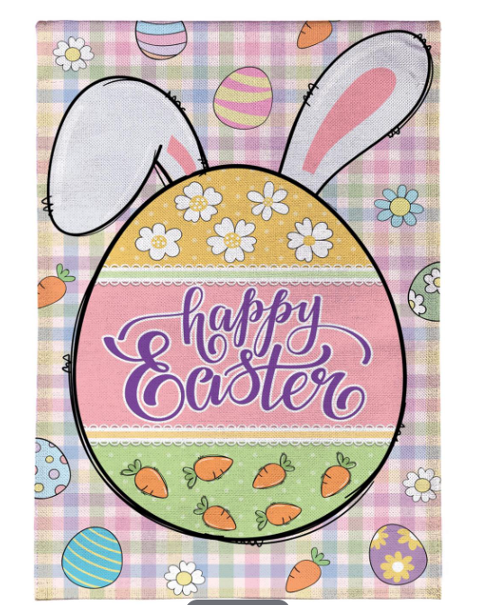 Gingham Easter Burlap Flag