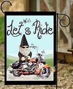 Gnome Biker Garden Flag
