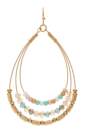 Gold Beaded Rows Teardrop Earring