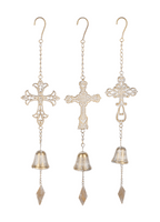 Gold with Whitewash Cross Windchime