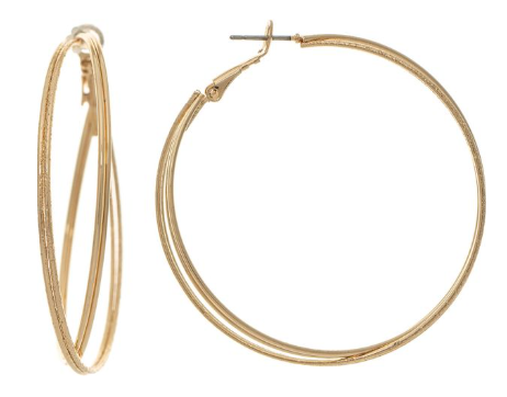 Gold Double Wire Hinge Hoop Earring