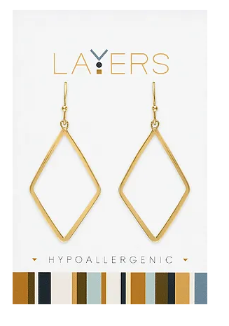 Gold Geometric Dangle Layers Earrings Lay-Ear 76-G