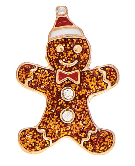 Gold Glittered Gingerbread Post Earring