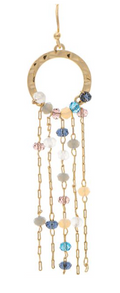 Gold Light Multicolor Dangle Bead Chain Earring