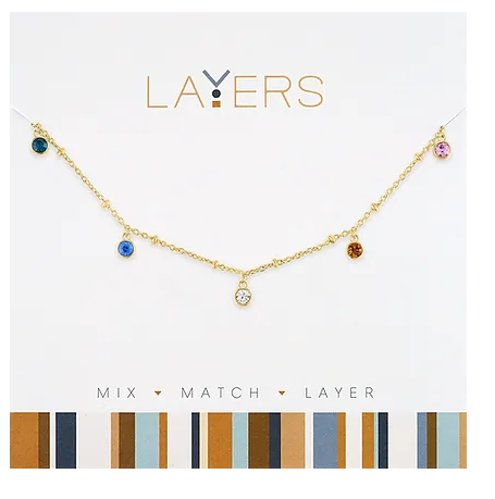 Gold Multi Color Disc Layers Necklace Lay-181G