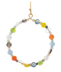 Gold Multicolor Glass Bead Metal Circle Earring