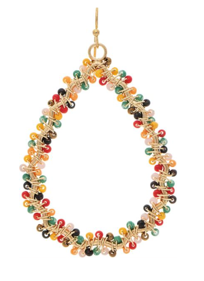 Gold Multicolor Wire Wrapped Seed Bead Earring
