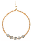 Gold Natural Bead Crystal Ball Round Earring
