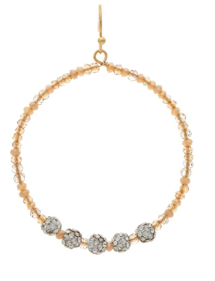 Gold Natural Bead Crystal Ball Round Earring