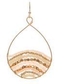 Gold Natural Beaded Rows Teardrop Earring