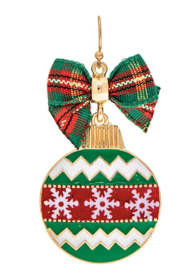 Gold Plaid Ribbon Top Ornament Earring
