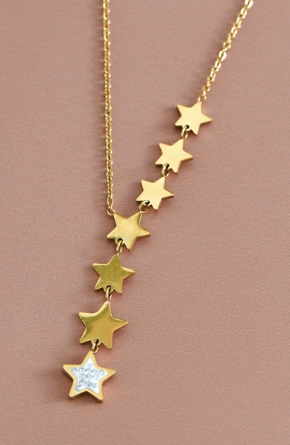 18K Gold Stars Non-Tarnish Stainless Steel Necklace