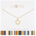 Gold Beaded Quatrefoil Layers Necklace Lay-195G