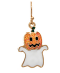 Gold Baby Jack-o-lantern Enamel Skeleton Earring