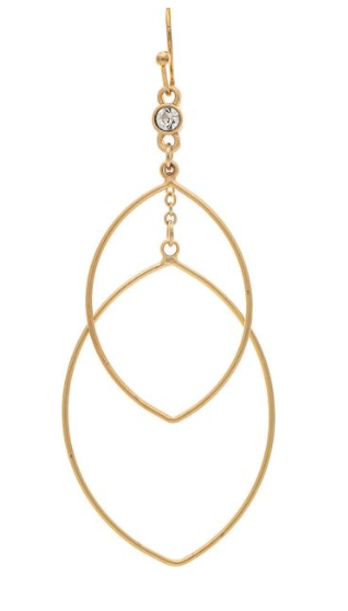 Gold Crystal Ellipse Double Drop Earring