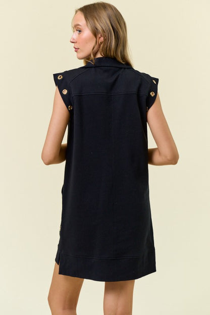 Grommet Detail Half Zip Sweatshirt Dress