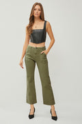 HIGH RISE PATCH POCKETS ANKLE FLARE PANTS