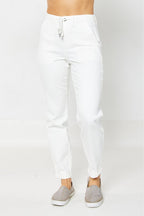 HW Jet Black Double Roll Cuff Jogger White
