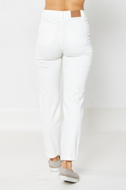 HW Jet Black Double Roll Cuff Jogger White
