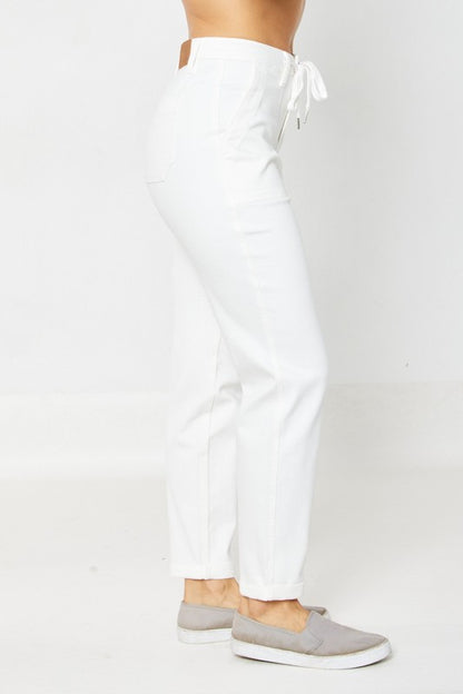 HW Jet Black Double Roll Cuff Jogger White