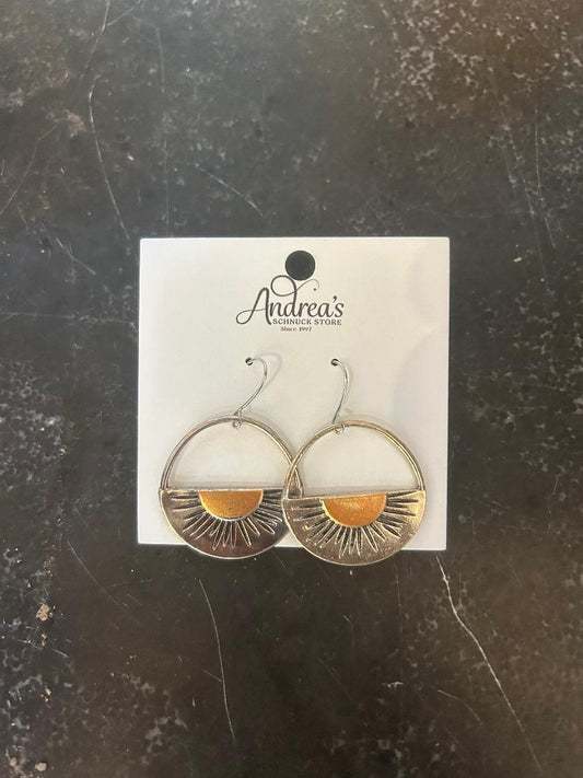 Half Sun Silver Earrings