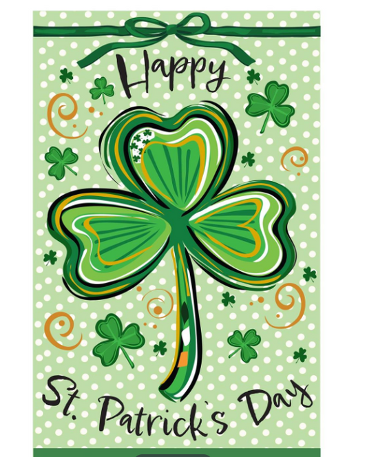 Happy St. Patrick's Day Shamrock Applique Flag