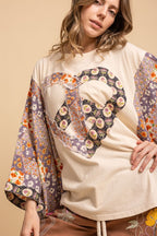 Heart Peace Sign Patch Front Poncho Top