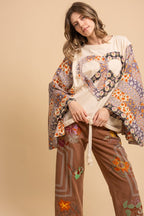 Heart Peace Sign Patch Front Poncho Top