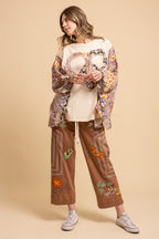 Heart Peace Sign Patch Front Poncho Top