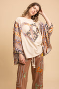 Heart Peace Sign Patch Front Poncho Top