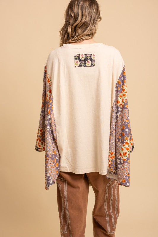 Heart Peace Sign Patch Front Poncho Top