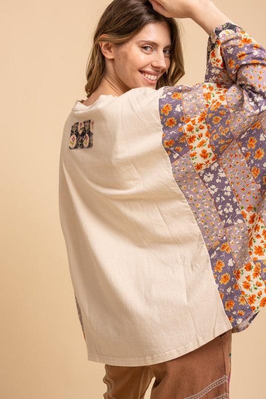 Heart Peace Sign Patch Front Poncho Top