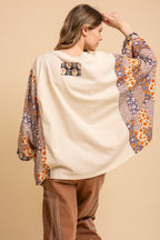 Heart Peace Sign Patch Front Poncho Top