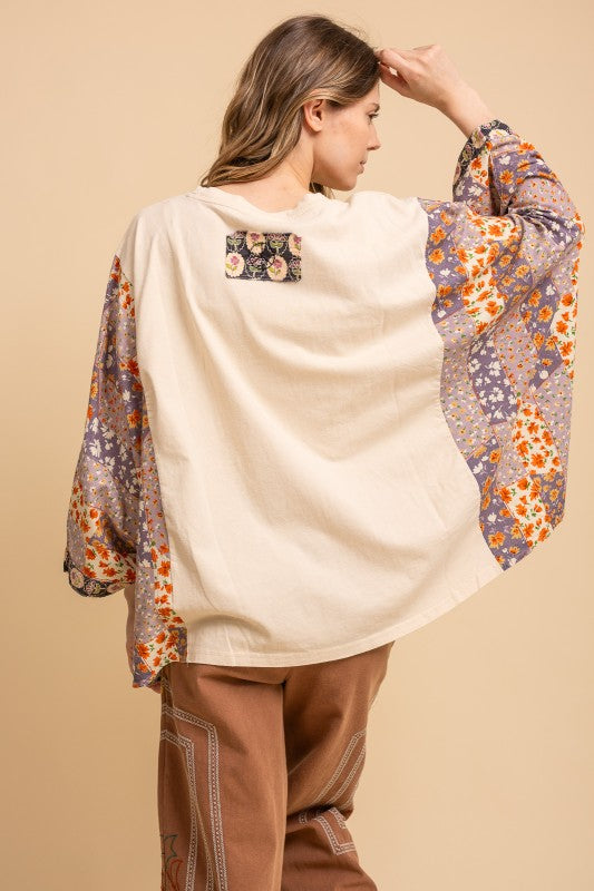 Heart Peace Sign Patch Front Poncho Top
