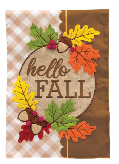 "Hello Fall Leaves" Double Applique Garden Flag