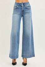 High Rise Ankle Wide Seam Detailed Jeans