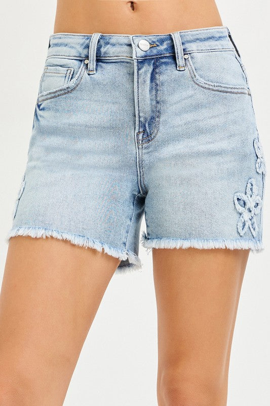 Happy High Rise Flower Patched Shorts