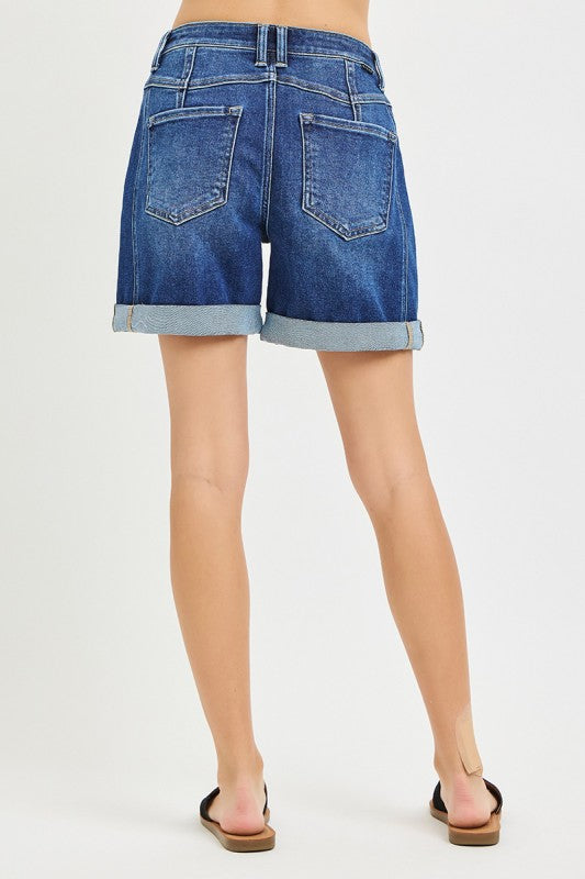 Cassie High Rise Seamed Roll Up Shorts