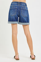 Cassie High Rise Seamed Roll Up Shorts