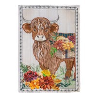 Highland Cow Fall Floral Applique Garden Flag