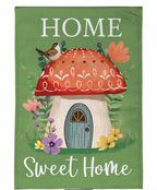 Home Sweet Mushroom Home Burlap Flag