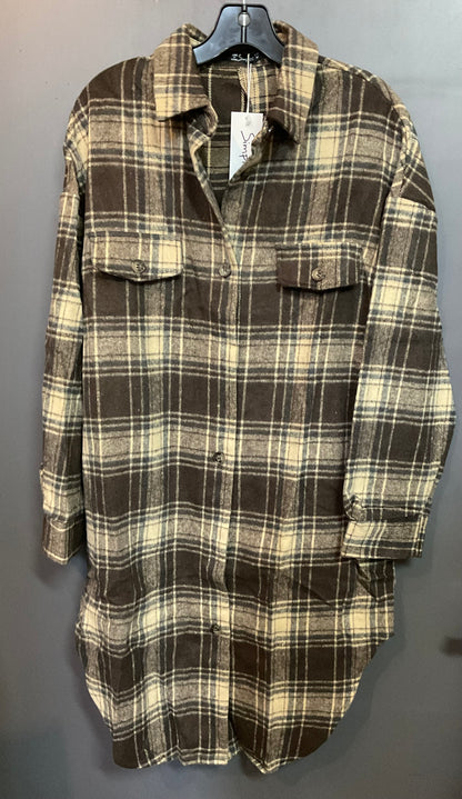 Long Midi Plaid Button Up Flannel Shacket