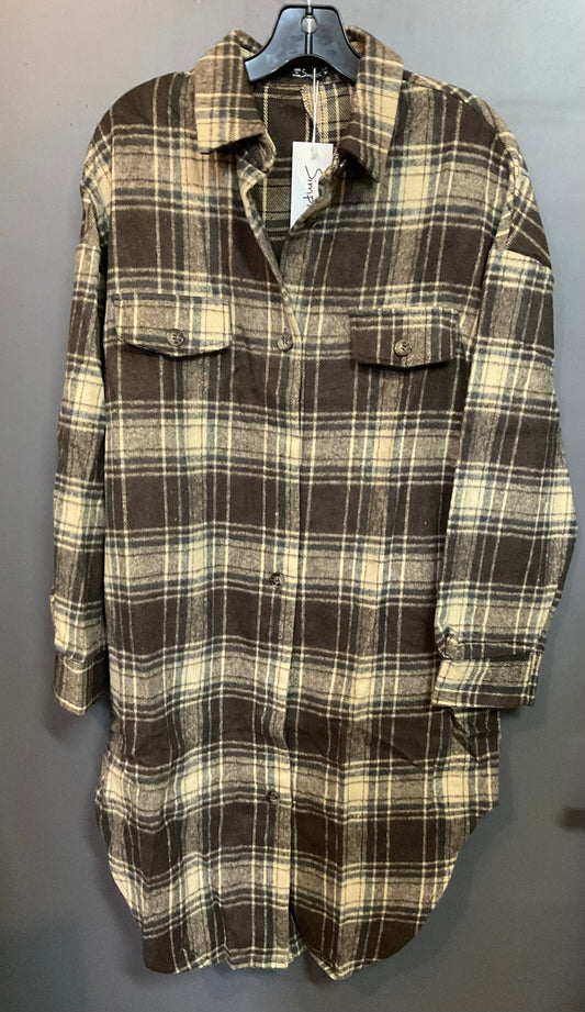 Long Midi Plaid Button Up Flannel Shacket